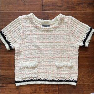 Anthropologie Cream and Black Textured Top, size small